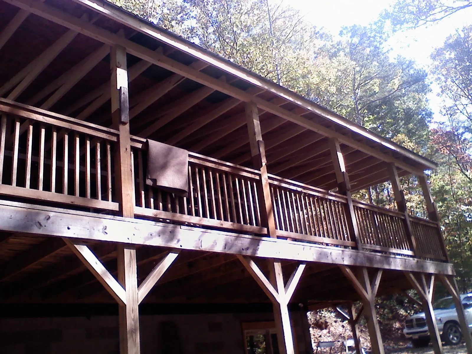 Timber framing under a new elevated porch and deck — Roof Leak Repair in Shelbyville by Roofing Brothers